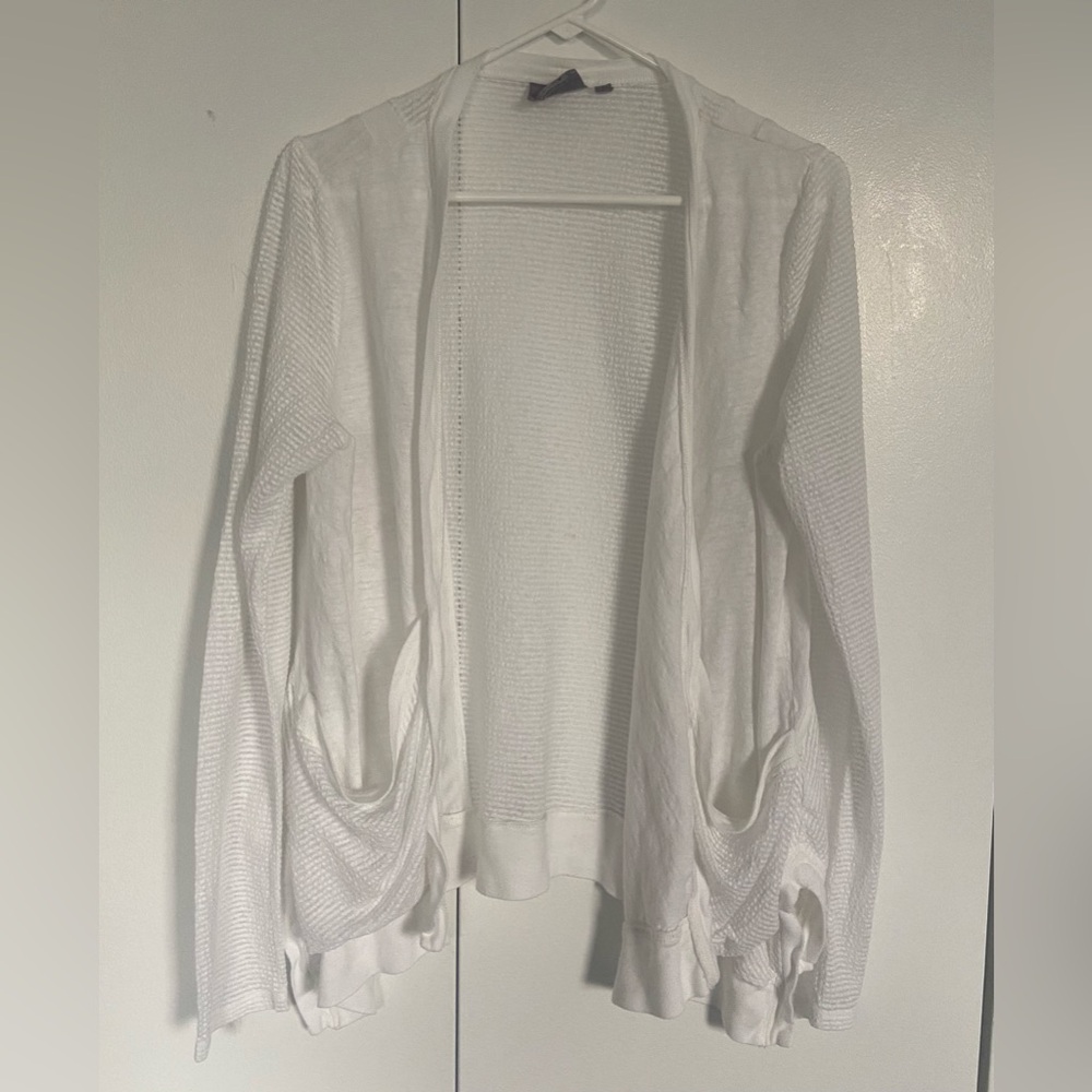 Anthropologie Vanessa Virginia white sheer open cardigan